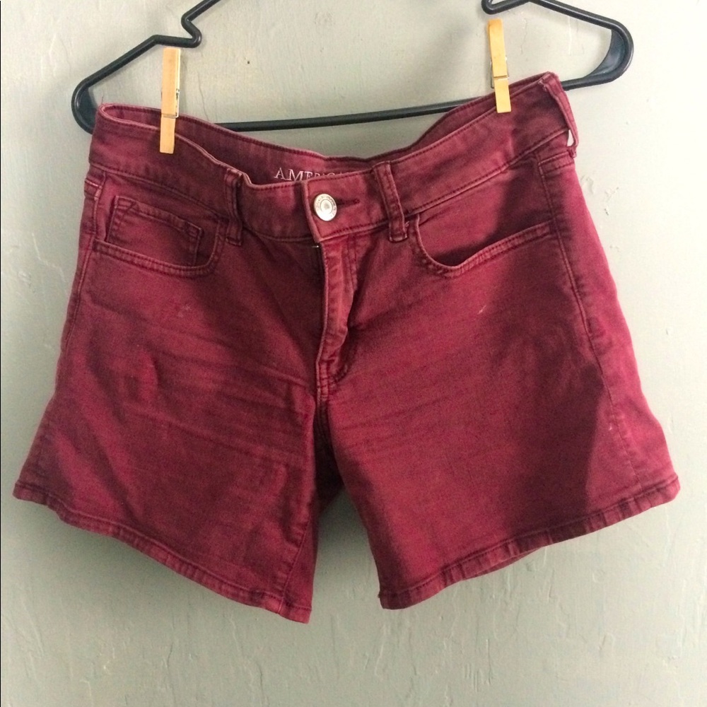 Red American Eagle midi shorts